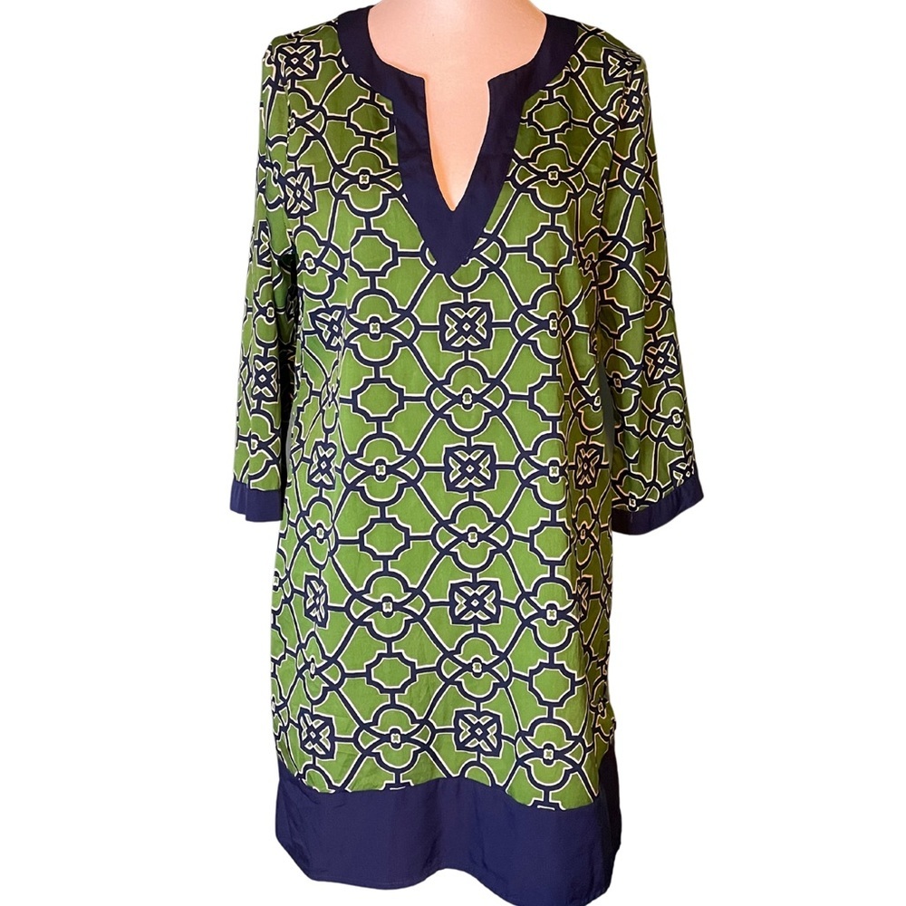 Buckhead Betties Sheath Dress, S, Green and navy